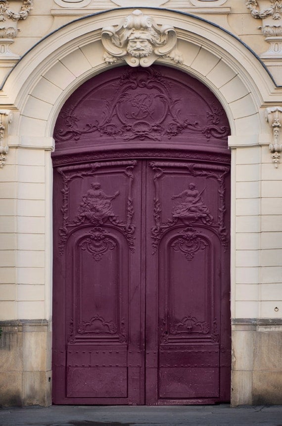 Paris Photo - Purple Door, Parisian Architecture Fine Art Photograph, Home Decor, Wall Art