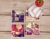 Coaster Set, Retro, Vintage
