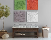 Vivid Stone artwork, 4 square CUSTOM abstract Wall Art, Home and office abstract painting, -Lime green, Orange, white, gray
