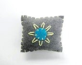 Handmade Grey Felt Flower Pincushion