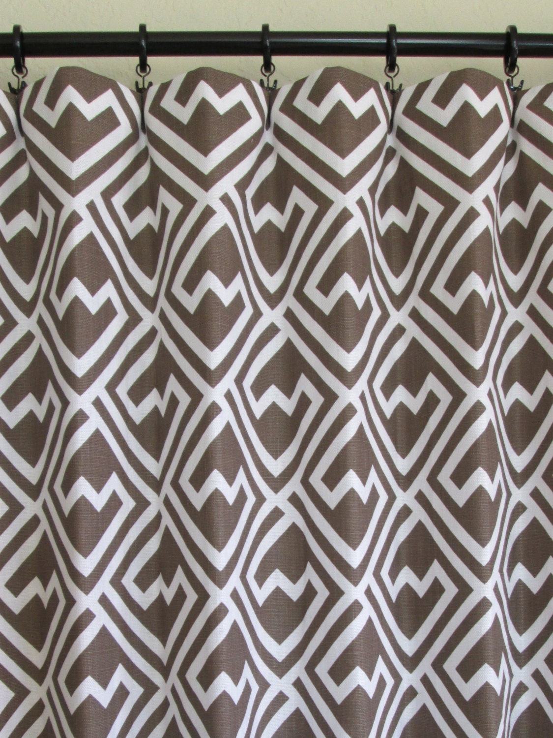 Pair of rod curtains drapery panels window treatment designer 50'' x 84'' Premier Prints shakes italian brown 96'' 108'' 120''