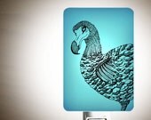 Dodo Nightlight on Aqua Blue Fused Glass Night Light - Gift for Baby Shower or Nature Lover - Extinct Bird