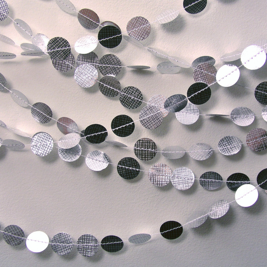 Silver String of Circles Paper Garland Holiday