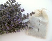 Simple Sachet - Dried Lavender from my Garden - Embellished with Hand Carved Stamp