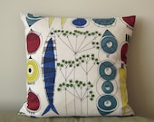 Retro Cushion -  Almedahls Picknick fabric designed by Marianne Westman