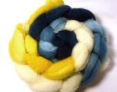 Handdyed Superwash BFL Wool - Regal - teal, gold, white, blue, yellow