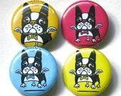 4 Flyin Dogs Pinback Button Set A 1.25 inch
