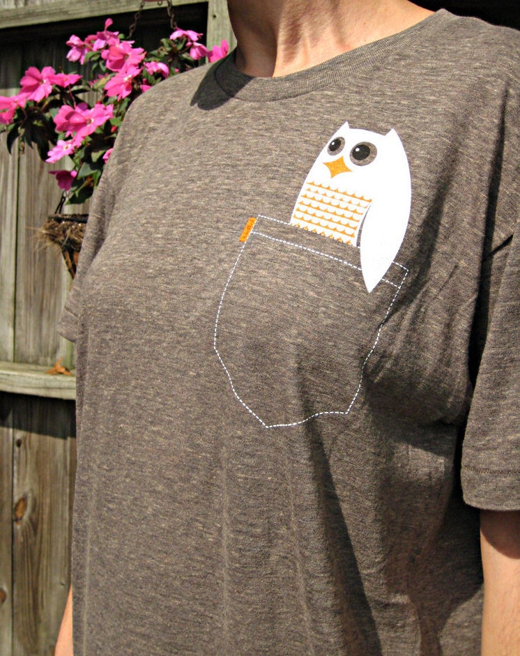 Sweet Owl Tee - Super Soft Pocket P'Owl Adult T-shirt - Unisex Size M