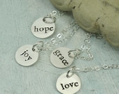 Sterling silver word necklaces by Kathryn Riechert