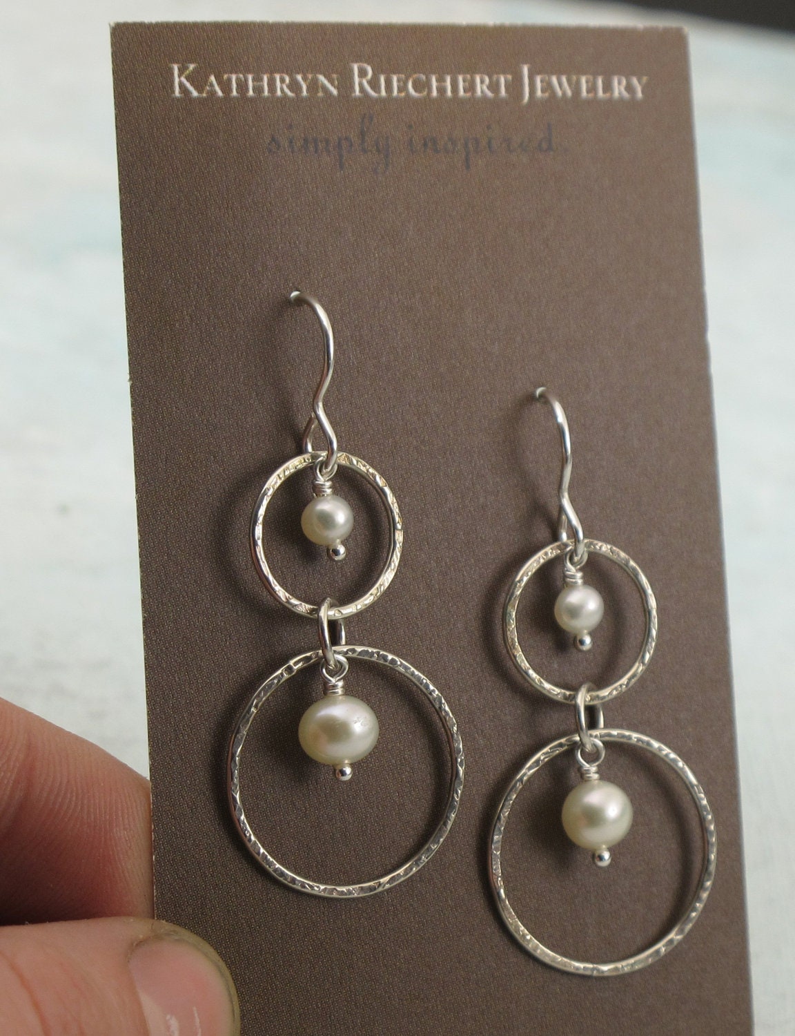 Pearl and Circle Earrings - in sterling silver with freshwater pearls by Kathryn Riechert