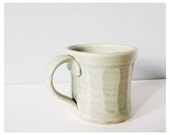 Small pottery mug espresso cup - faceted mint modern ceramic