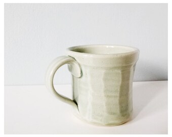 Small pottery mug espresso cup - faceted mint modern ceramic