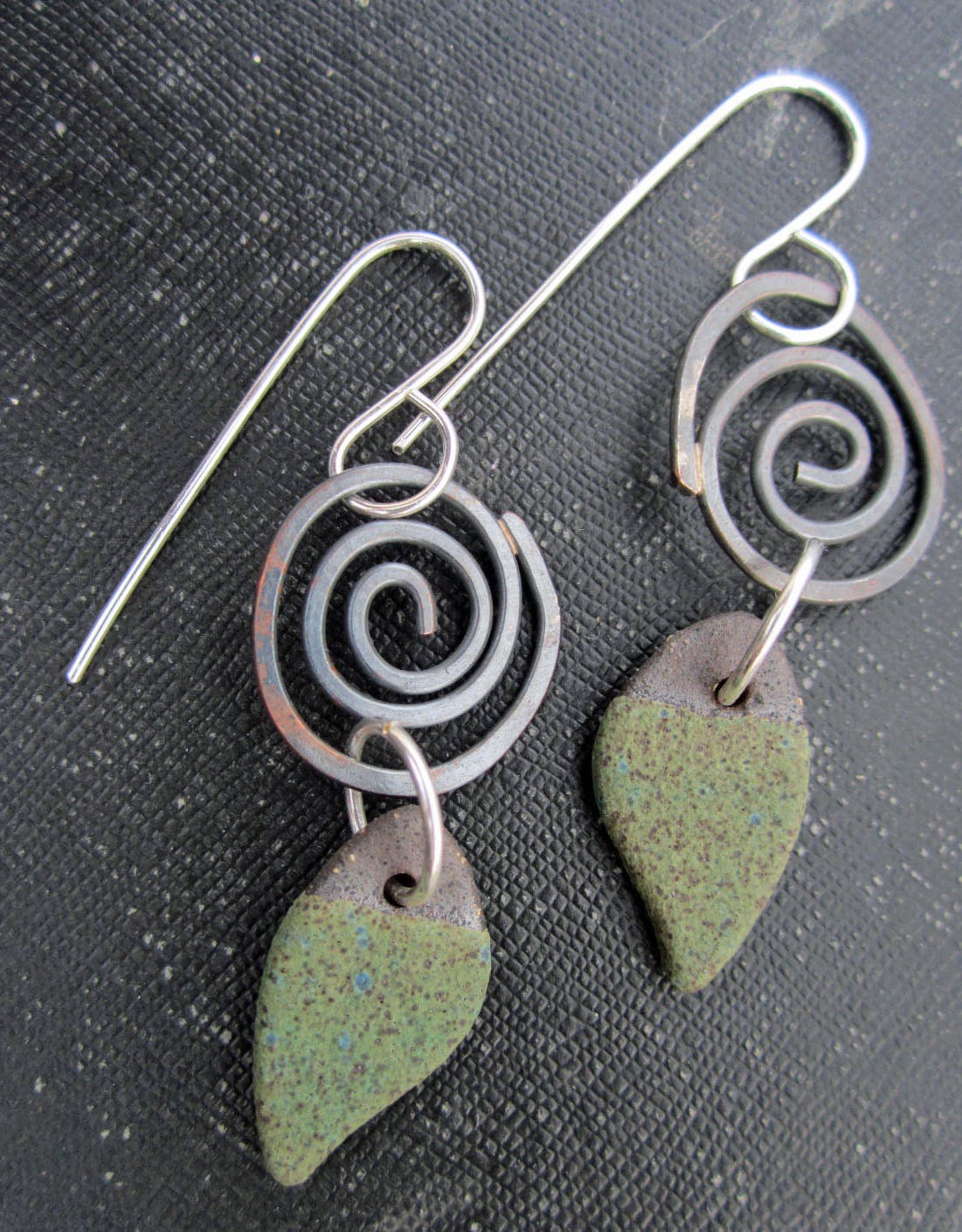 A Hint of Nature Spirals and Leaf Earrings