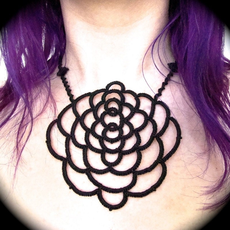Tatted Lace Statement Necklace - Lotus