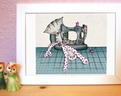 Cat Art Print Framed - Cat lovers present gift - nursery art - choose any print
