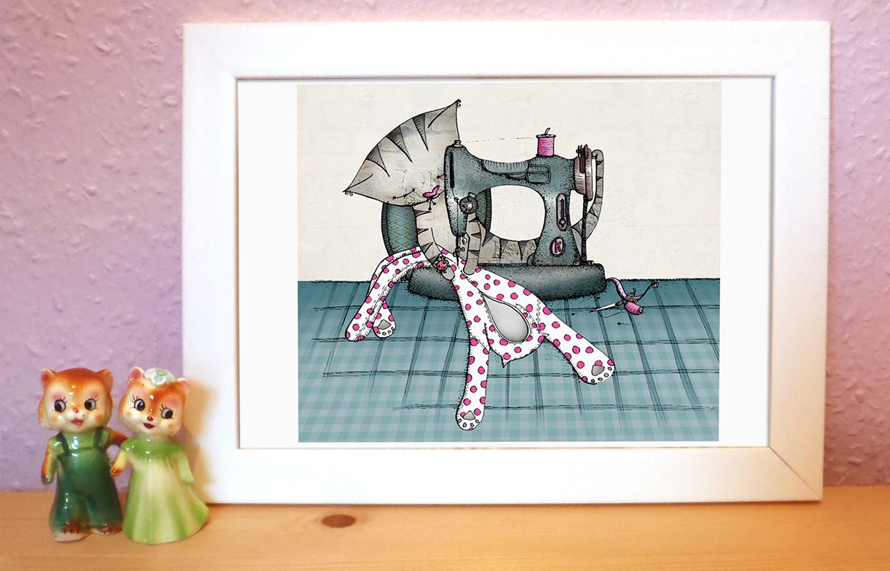 Cat Art Print Framed - Cat lovers present gift - nursery art - choose any print