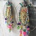 ON SALE - L'Artiste Earrings, Vintage Paisley Sequin Embroidery, Gold, Red, Blue, Green, Pink, Hoops, Bohemian Gypsy