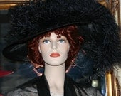 Kentucky Derby Hat Edwardian Style Hat Tea Hat Designed by Darna "Run for the Roses" Black