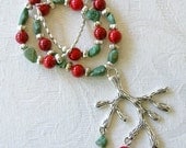 Beach Comber- coral and turquoise pendant necklace