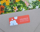 Red Flowers Return Address Labels