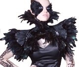 High Fashion Hollywood Gothic Glamour Steampunk Feather Couture Shrug BLACK SWAN Victorian Decadence by Lovechild Boudoir