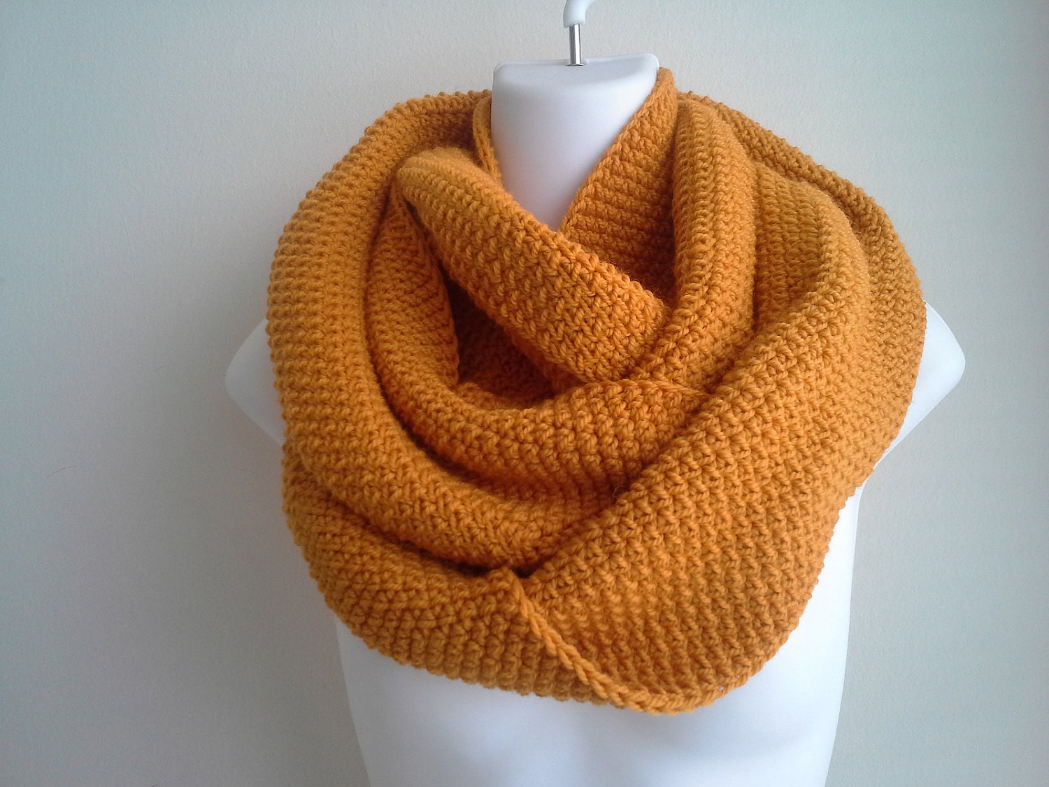 Honey Gold Wool Infinity Scarf Mustard Yellow SAMANTHA Free Shipping