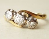Vintage Diamond Ring,  Engagement Ring, Diamond Trilogy Wedding Ring, 18k Gold Ring Size US 5.5