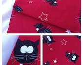 Worried Little Black Cat-Reclaimed Bed Linen Fabric-Cotton