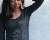 Womens Tshirt - Long Sleeve - Organic Cotton - Gray L or XL