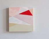 6x6 Original Acrylic Abstract LandscapePainting / Hot Red Summer Sun / Pastel / Red