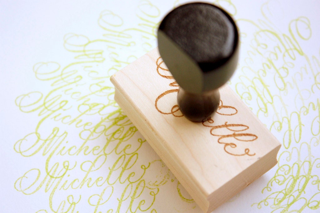 Custom CALLIGRAPHY rubber stamp with NAME