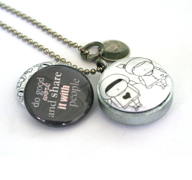 Best Friend Locket - Friendship Locket, SHARE - Recycled, Magnetic Necklace by Polarity and Yaelfran