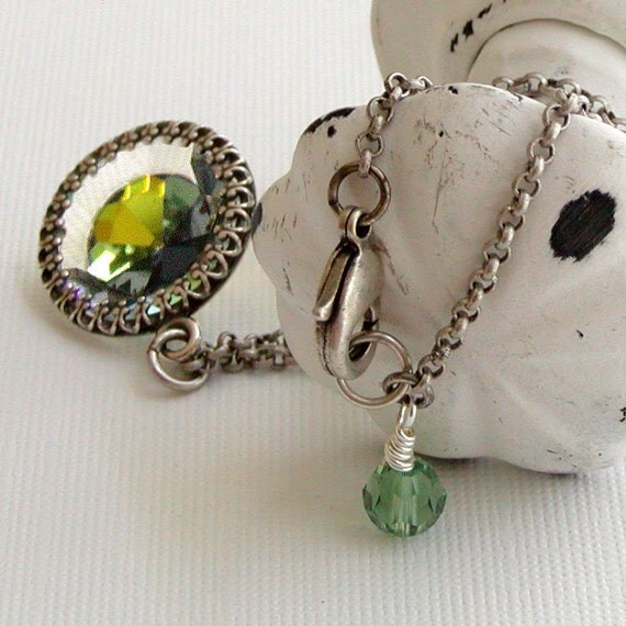 Crystal Necklace - Rare Swarovski Crystal - Double sided pendant