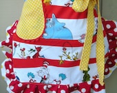 Aprons - Dr. Suess Apron - Womens Half Apron - The Cat in the Hat Apron - Dr. Seuss - 1957 - Teachers Gift - Robert Kaufman Fabric
