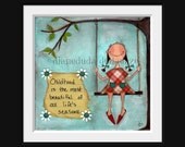 Print of My original folk art painting - Childhood