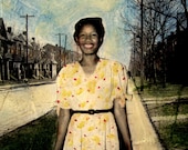 Mattie's Joy original African American vintage woman painting cityscape - MaudstarrArt