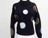 Vintage Polka Dot Sweater, Gold and Silver, Holiday Sweater