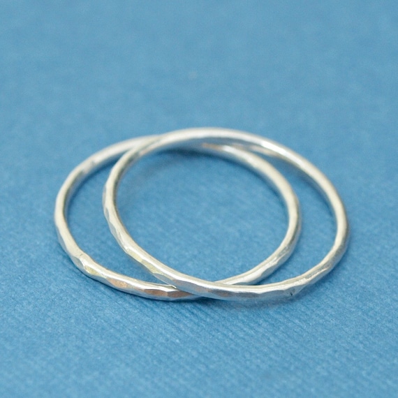 Two Simple Hammered Silver Rings