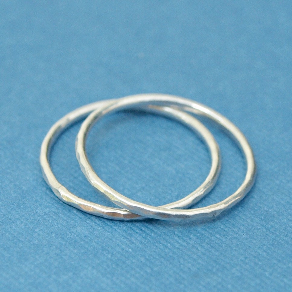 Two Simple Hammered Silver Rings