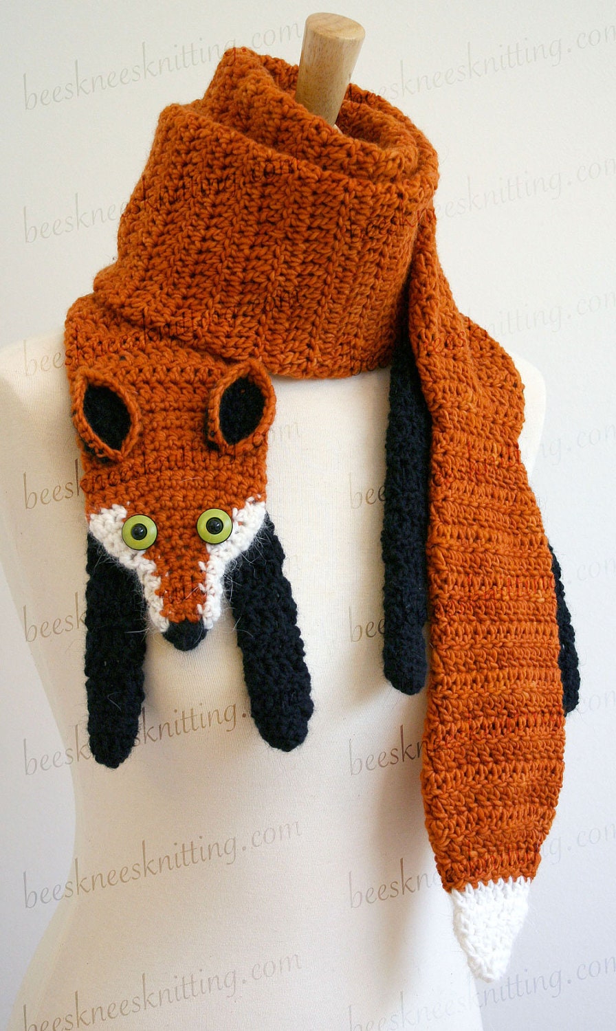 Digital PDF Crochet Pattern for Fox Scarf - DIY Fashion Tutorial - Instant Download