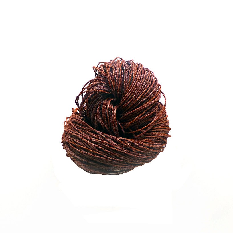 Nut Brown - Plant Dyed Hemp Crochet & Knitting Yarn dyed with Madder Root, Vermont Wool, made in Vermont