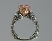 The CROWNED COUNTESS Morganite engagement ring 14K rose gold and silver (sizes 7 to 9.5)