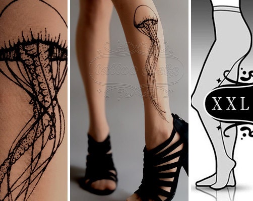 new: XXL sexy Jellyfish tights / stockings/ full length / pantyhose / nylons deep mocha