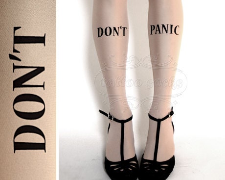 Don't Panic TATTOO gorgeous thigh-high stockings Ultra Pale