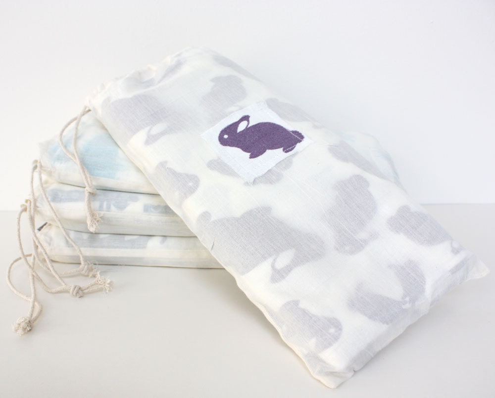 Organic Muslin Swaddling Blanket Set - Purple Bunny