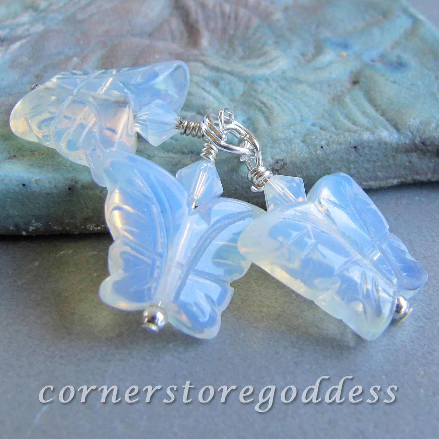 Opalite Moth Butterflies Butterfly Charm from Cornerstoregoddess