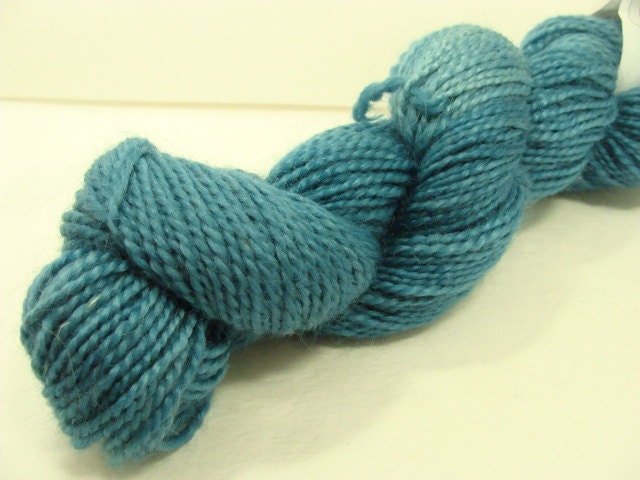SALE Hand Dyed Mohair Merino Worsted Weight - Bright Teal Semi Solid Knit with a Classic yarn