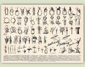 Marine Knots Print, LARGE SIZE 11''x14'', Sailor knots, Seaside Prints, Marine Wall Decor,  Nautical art