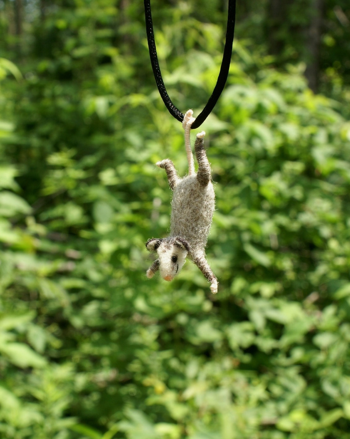 Tiny Possum Necklace - needle felted