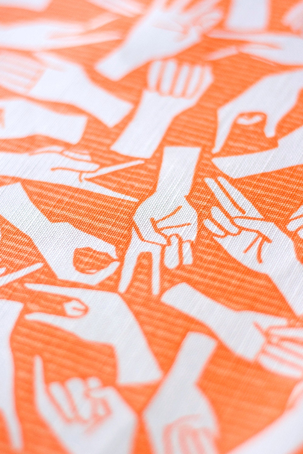 American Sign Language ASL Tea Towel - Linen / Cotton ORANGE
